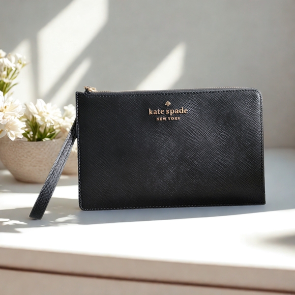 kate spade Handbags - Kate Spade - Medium L-Zip Black Wristlet